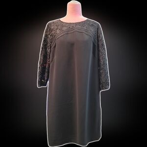 rsvp by Talbots Black Lace Embroidered Dress 16
